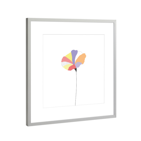 Poster mit Rahmen Silber "Mohnblume bunt" artboxONE - Floral,Abstrakt - Mohnblume,Bunt,Illustration,Abstrakt,Abstract,Fineline,Blume,Pflanze