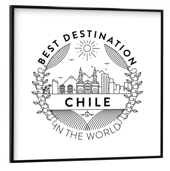 Poster mit schwarzem Rahmen 30x30 cm "Chile-Abzeichen" artboxONE - Städte,Reise,Schwarzweiß