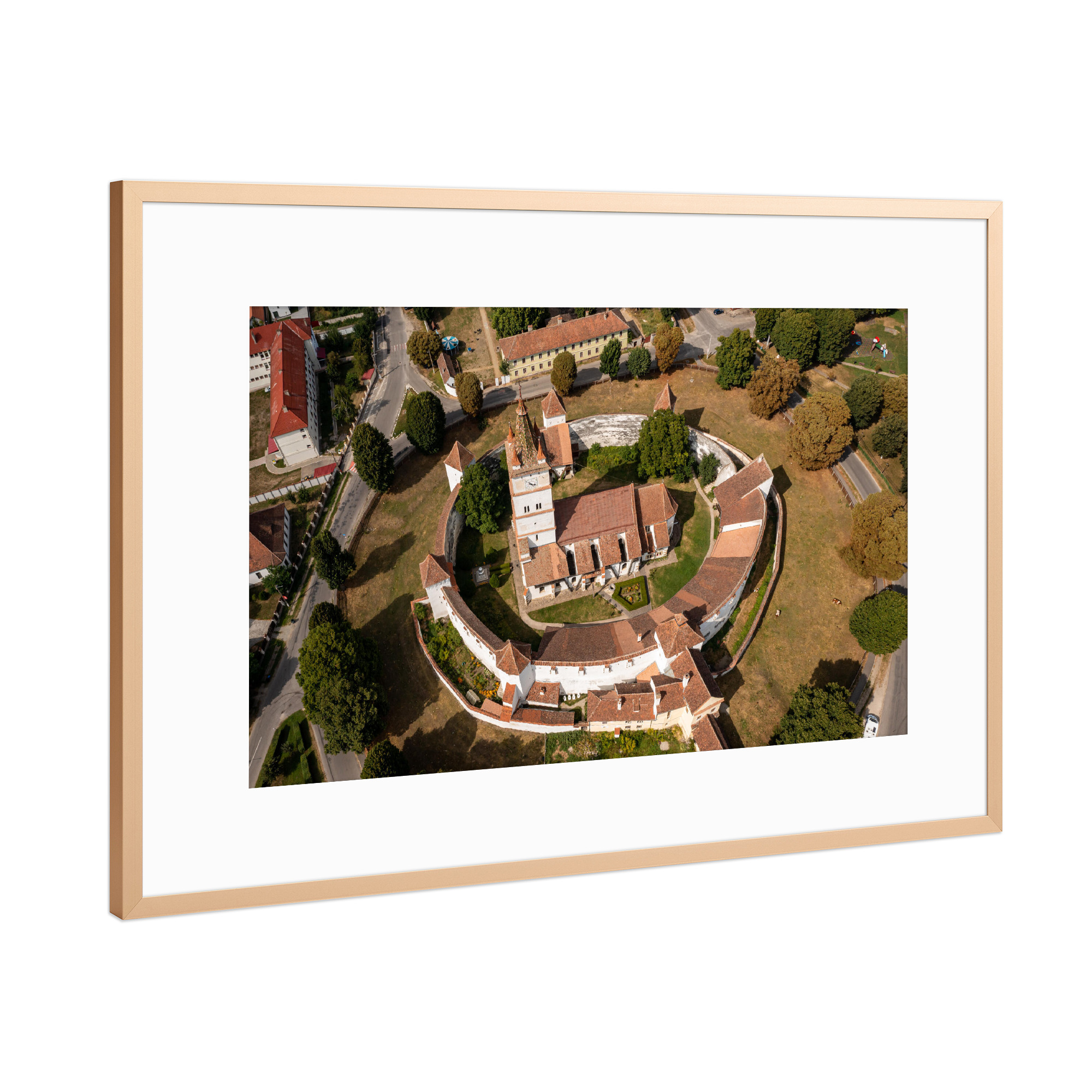 Poster mit Rahmen Kupfer "Kirchenburg Honigberg" artboxONE - Städte,Architektur
