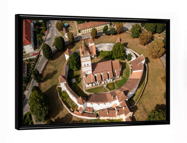 Poster mit schwarzem Rahmen "Kirchenburg Honigberg" artboxONE - Städte,Architektur