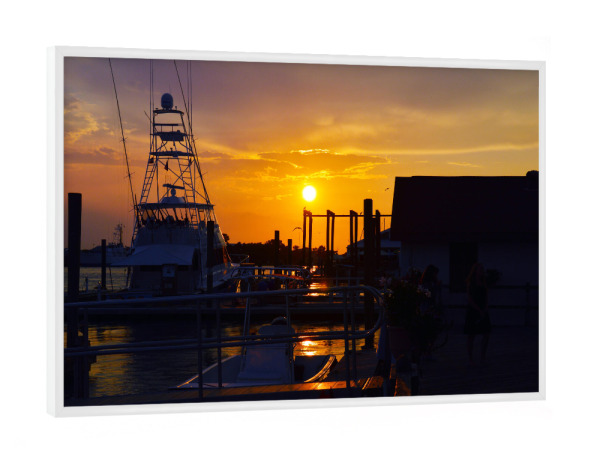 Poster mit weißem Rahmen "Sonnenuntergang am Hafen" artboxONE - Reise,Reise / Strand und Meer,Reise / Länder