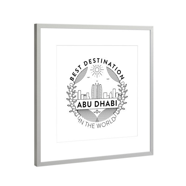 Poster mit Rahmen Silber "Abu Dhabi Stadtabzeichen" artboxONE - Städte,Reise,Schwarzweiß