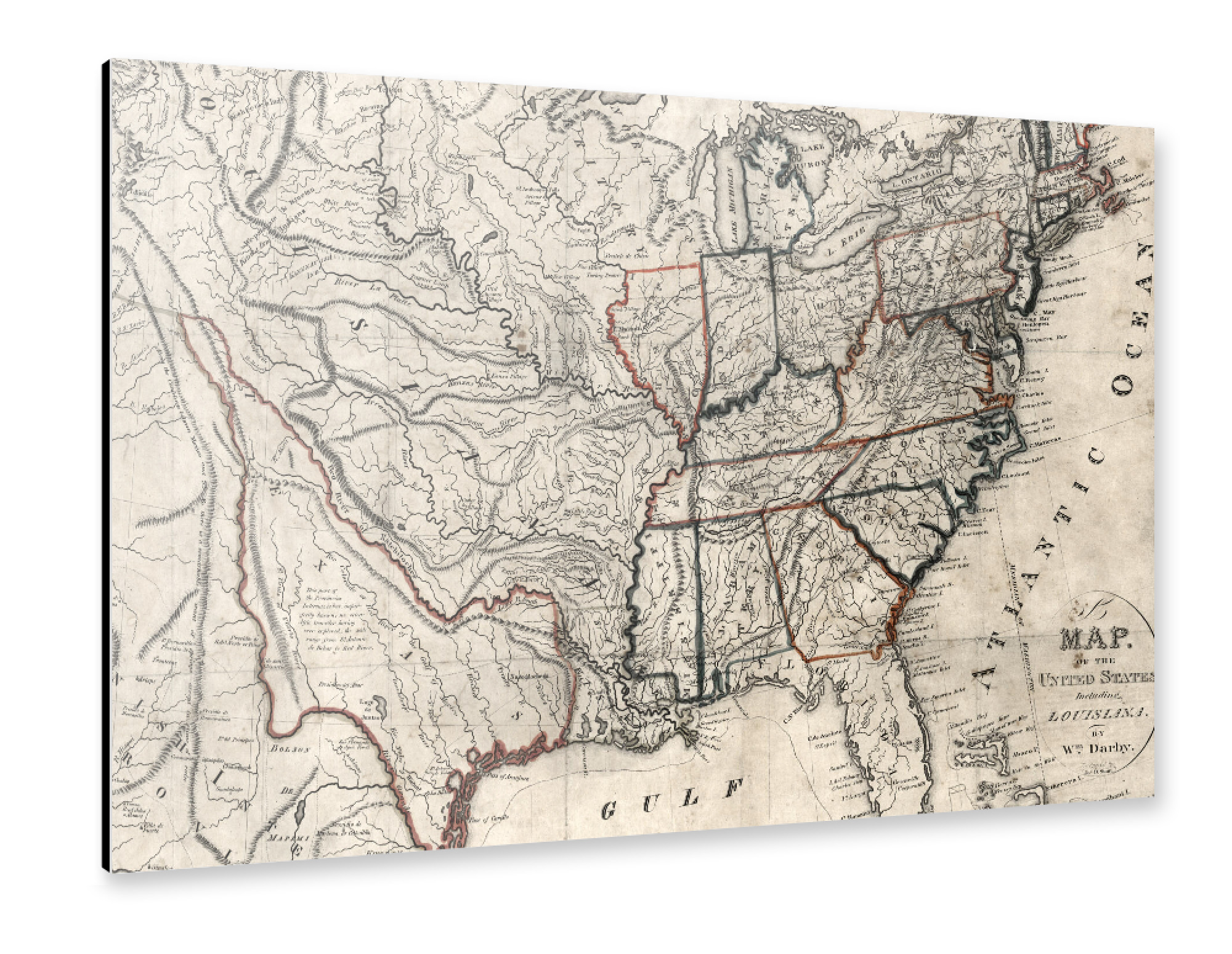 Alu-Dibond "Pictorial map of USA" 75x50 cm artboxONE
