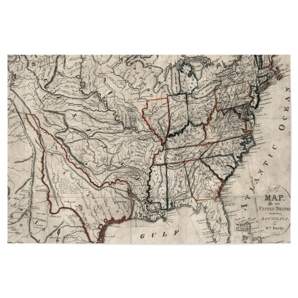 Poster "Pictorial map of USA" artboxONE - Architektur,Kartografie - Karte,Flach,Antik,Retro,Alt,Karten,Karte der welt,Illustration