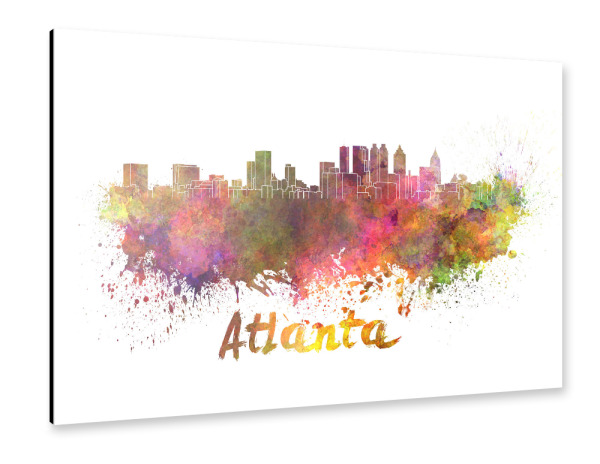 Alu-Dibond "ATLANTA Skyline in watercolor-b" 30x20 cm artboxONE