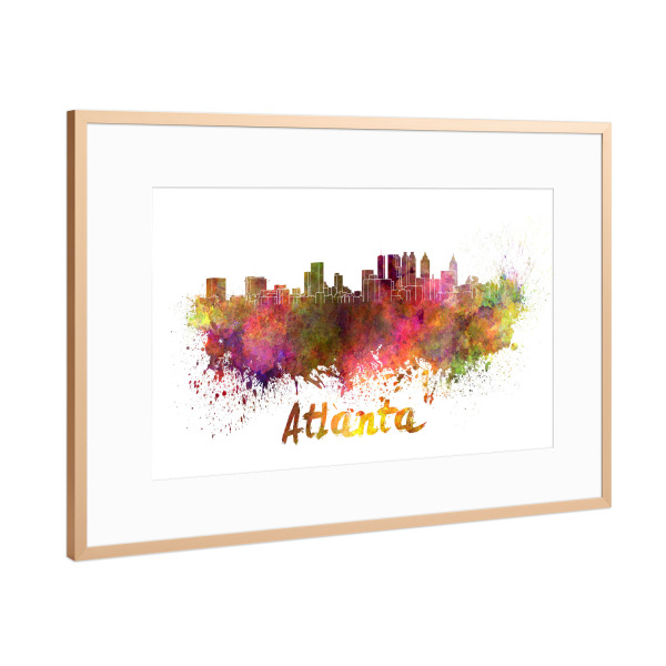 Poster mit Rahmen Kupfer "ATLANTA Skyline in watercolor-b" artboxONE - Städte,Reise,Abstrakt,Architektur