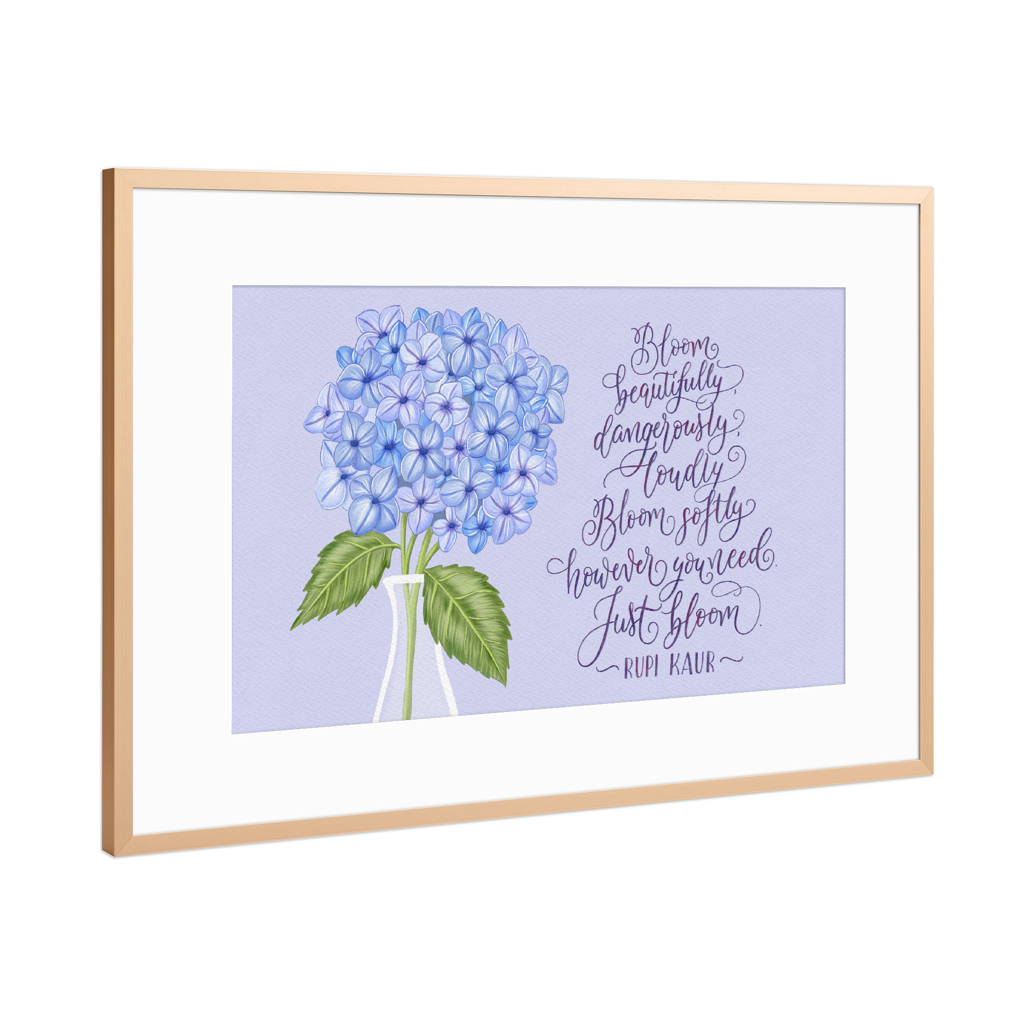Poster mit Rahmen Kupfer "Hyacinthen und Sinnspruch" artboxONE - Typografie,Floral,Menschen