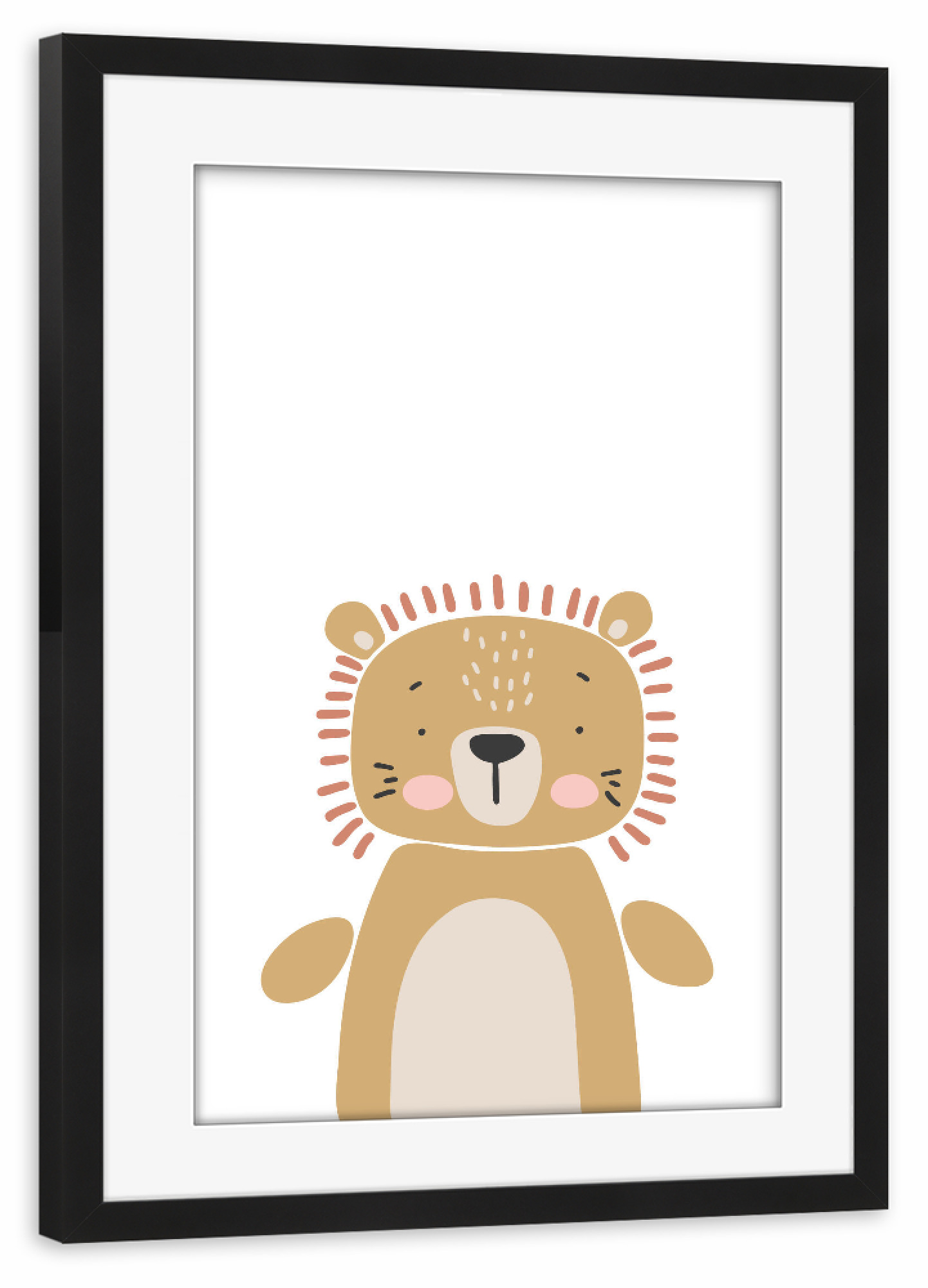 Poster mit Rahmen schwarz "Baby lion animal" artboxONE - Für Kinder,Tiere