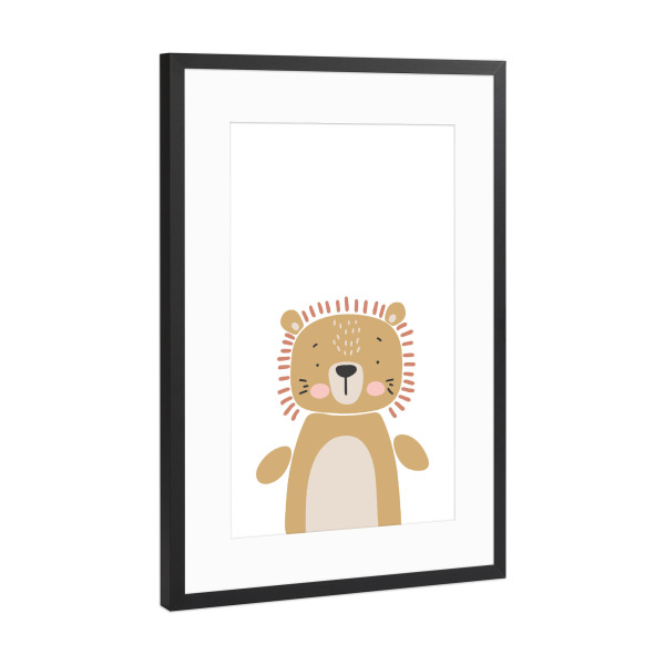 Poster mit Rahmen Schwarz (Metallic) "Baby lion animal" artboxONE - Für Kinder,Tiere