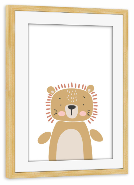 Poster mit Rahmen kiefer "Baby lion animal" artboxONE - Für Kinder,Tiere