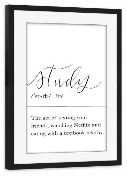 Poster mit Rahmen schwarz "Studieren - Lexikon Definition" artboxONE - Typografie