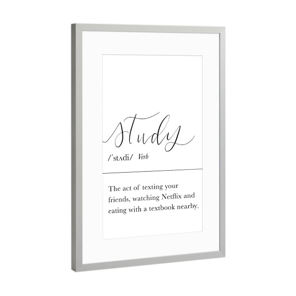 Poster mit Rahmen Silber "Studieren - Lexikon Definition" artboxONE - Typografie