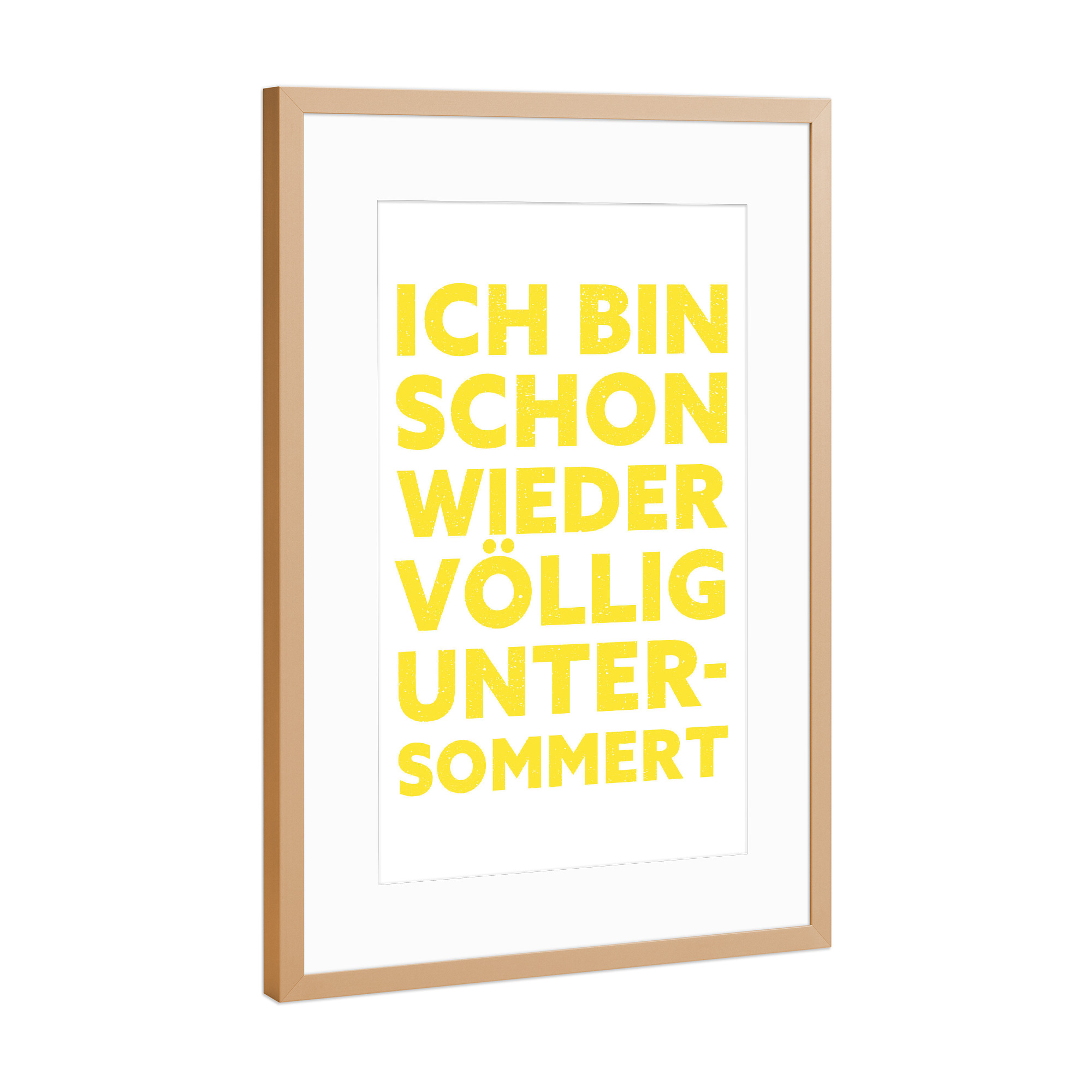 Poster mit Rahmen Kupfer "Untersommert weiß-gelb" artboxONE - Typografie,Natur,Menschen,Lustig