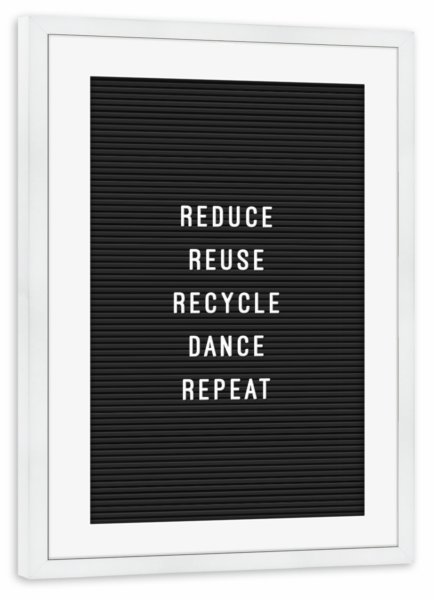 Poster mit Rahmen weiß "Letterboard Recycle" artboxONE - Typografie,Natur,Schwarzweiß,Fashion,Lustig