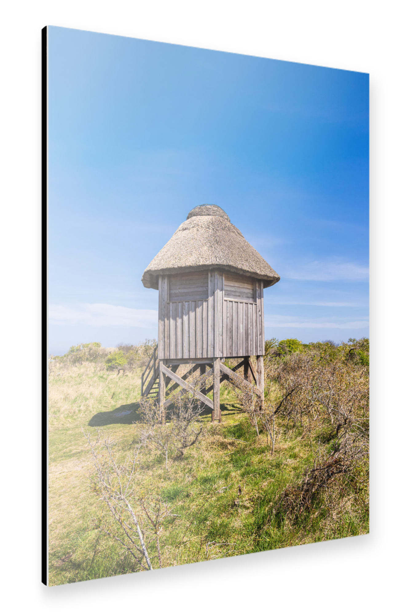 Alu-Dibond "Gras, Beobachtungsturm, Himmel" 30x20 cm artboxONE