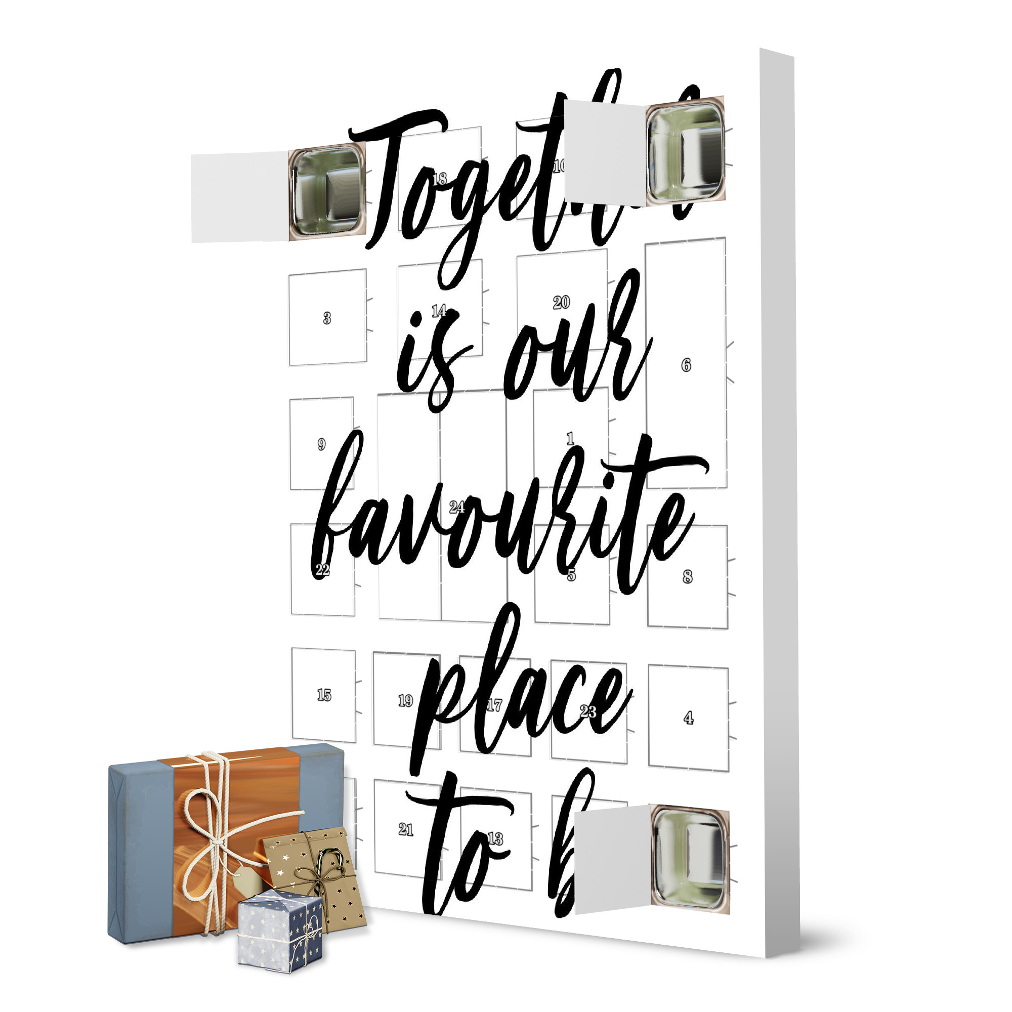 Adventskalender zum Selbstbefüllen Together is our favourite place artboxONE Adventskalender Typografie