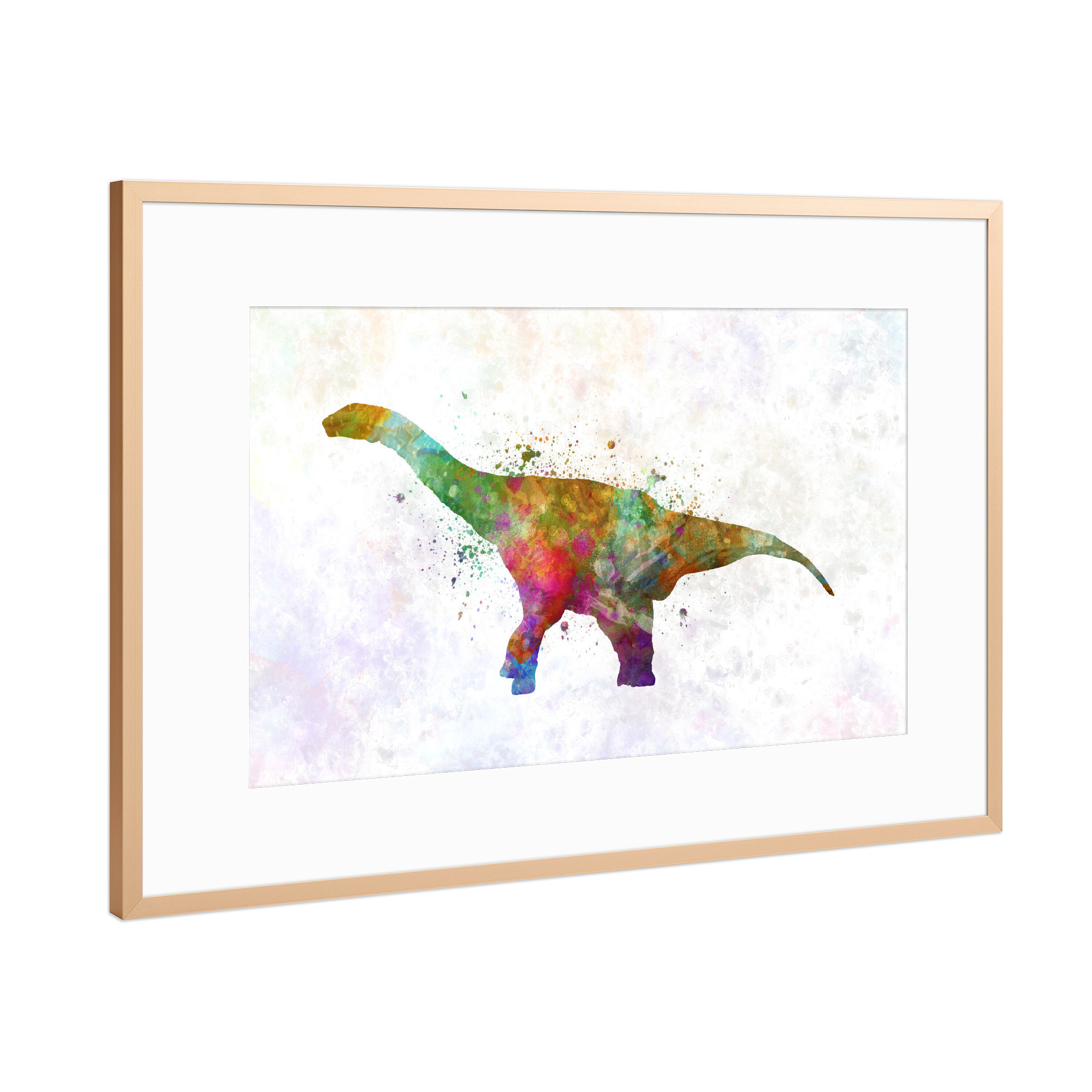 Poster mit Rahmen Kupfer "Argentinosaurus im Aquarell" artboxONE - Tiere,Abstrakt