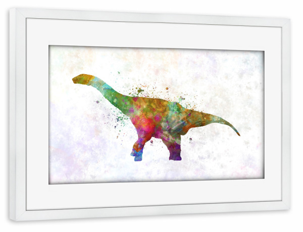 Poster mit Rahmen weiß "Argentinosaurus im Aquarell" artboxONE - Tiere,Abstrakt