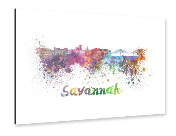 Alu-Dibond "SAVANNAH-Skyline im Aquarell" 30x20 cm artboxONE