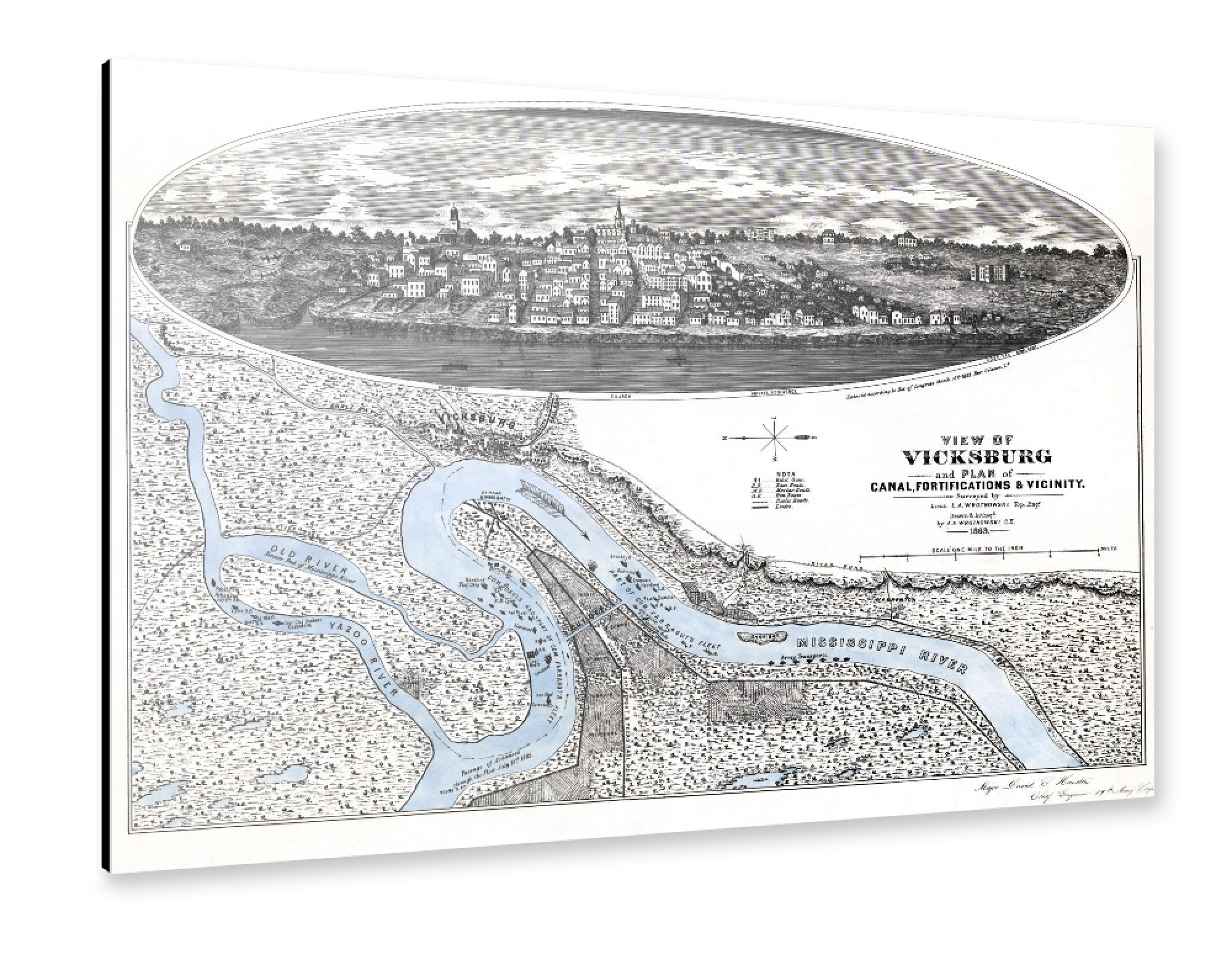 Alu-Dibond "Mississippi-Bildkarte" 30x20 cm artboxONE