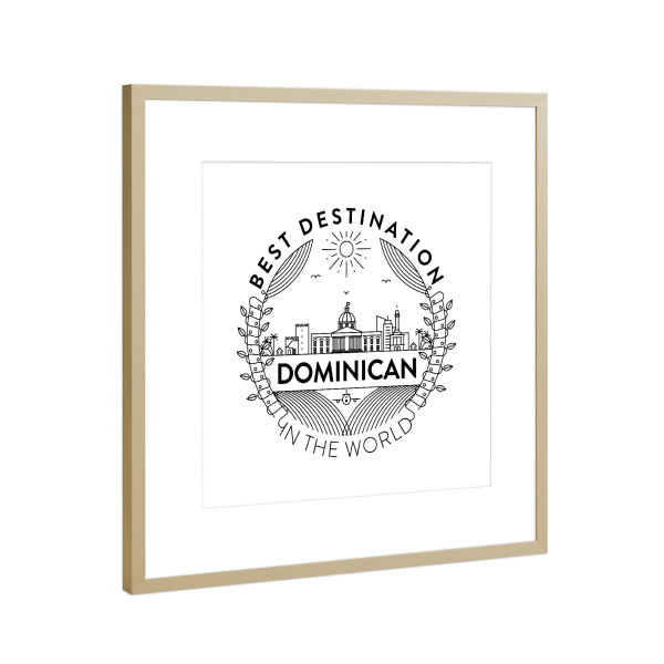 Poster mit Rahmen Gold "Abzeichen der Dominik. Republik" artboxONE - Städte,Reise