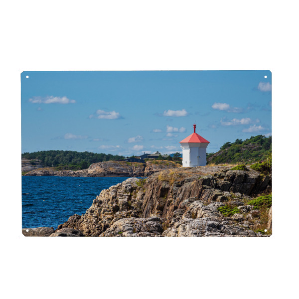 Holzbild "Felsen, Leuchtfeuer und Küste" artboxONE - Natur,Reise,Architektur,Reise / Strand und Meer,Reise / Länder