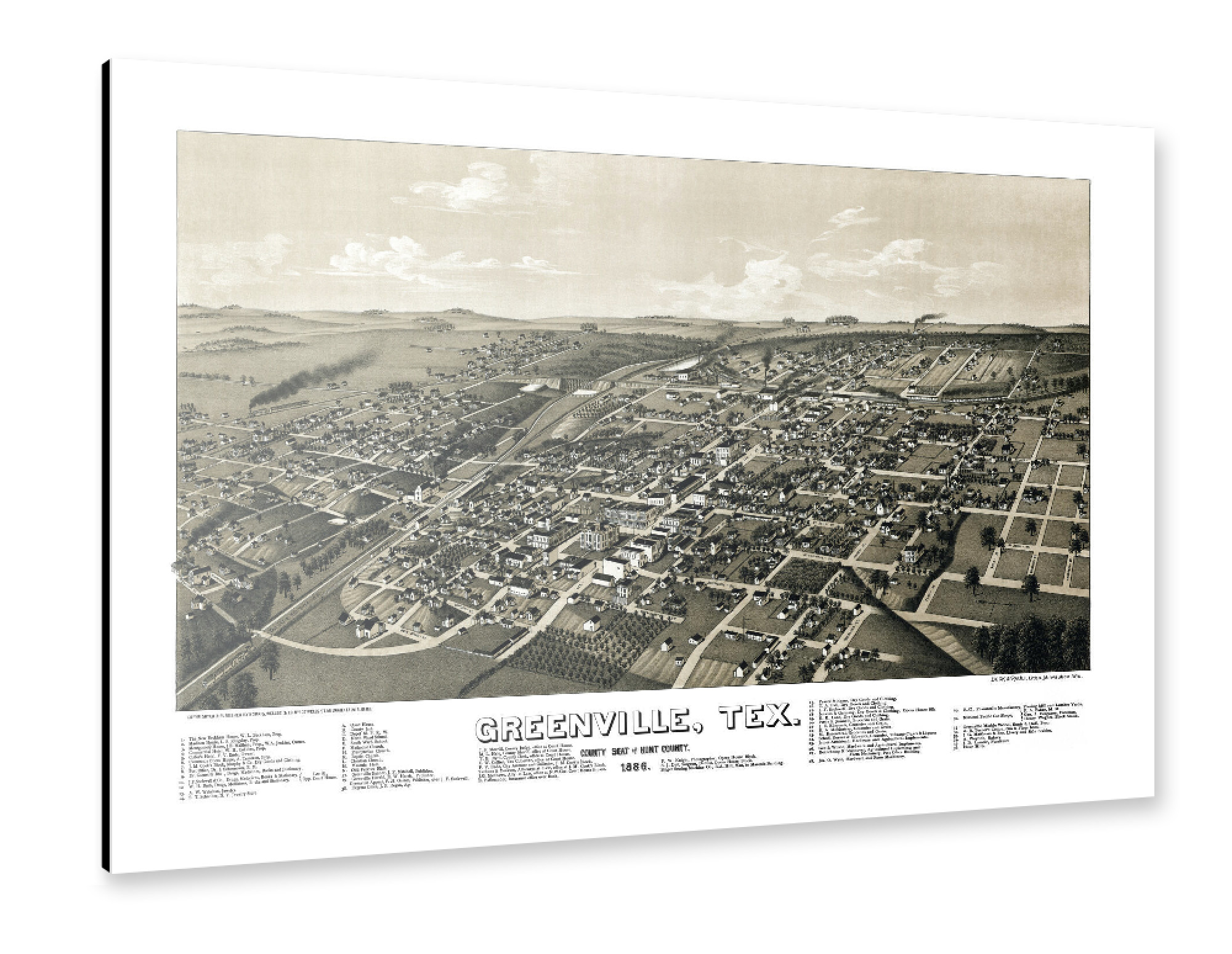 Alu-Dibond "Karte von Greenville - Texas" 75x50 cm artboxONE