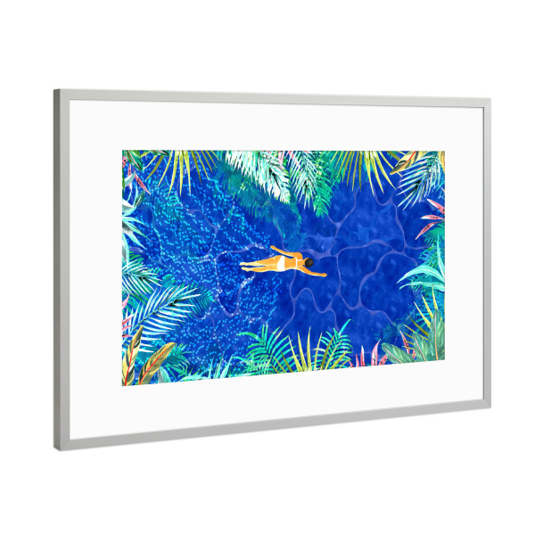 Poster mit Rahmen Silber "Tropical Jungle Pool | Forest Pop" artboxONE - Natur,Menschen