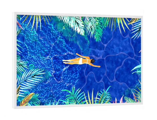 Poster mit weißem Rahmen "Tropical Jungle Pool | Forest Pop" artboxONE - Natur,Menschen