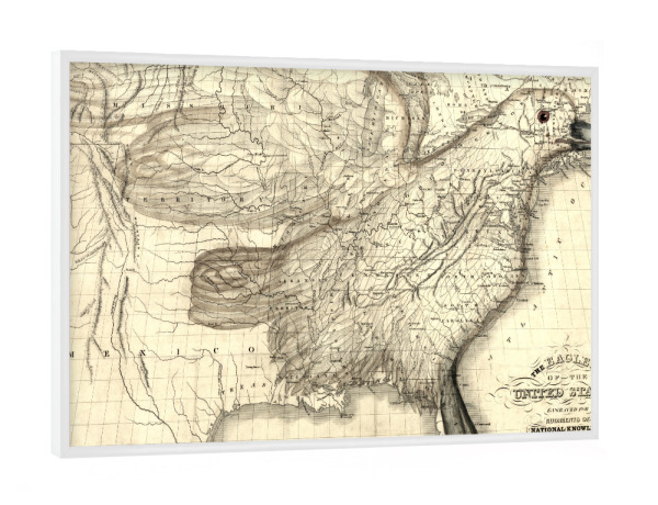 Poster mit weißem Rahmen "Old map of the united states" artboxONE - Kartografie