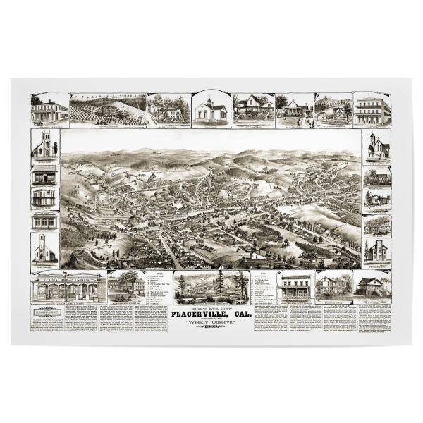 Poster 30x20 cm "Bildliche Karte von Placerville" artboxONE - Architektur,Kartografie