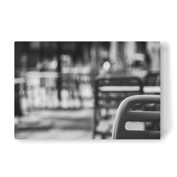 Leinwandbild "Keine Gäste" artboxONE - Reise,Essen & Trinken,Schwarzweiß - Caffee,Leer,Schwarz-weiß,Schwarz,Weiß