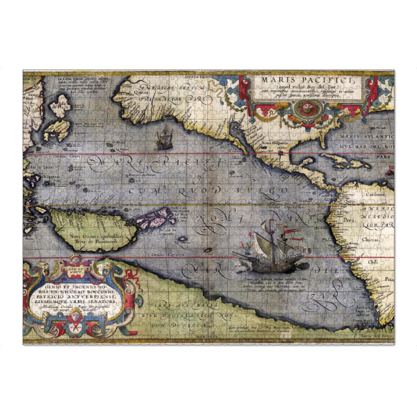 Puzzle Ravensburger "Maris Pacifici Bildkarte" artboxONE - Städte,Architektur,Kartografie