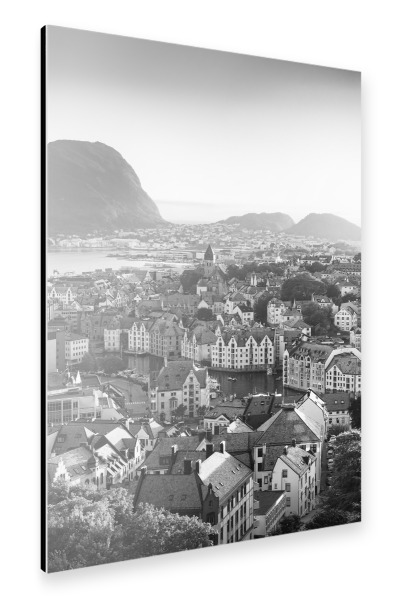 Alu-Dibond "Alesund Norwegen sw" 30x20 cm artboxONE