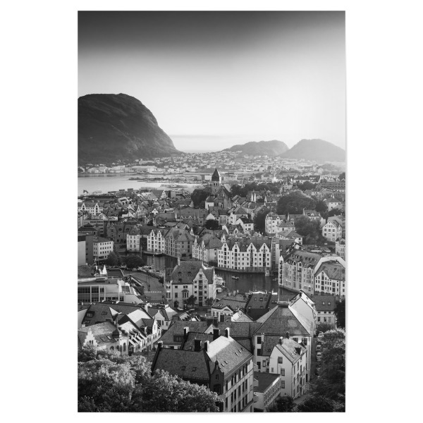 Poster 30x20 cm "Alesund Norwegen sw" artboxONE - Städte,Reise,Schwarzweiß