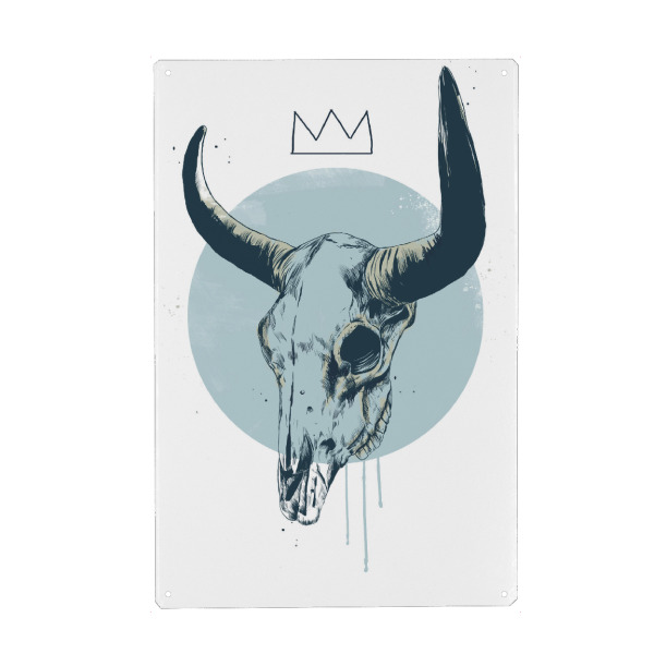 Holzbild "Stierschädel" artboxONE - Tiere,Streetart - Stier,Tiere,Schädel,Kreis,Zeichnung,Krone,König,Cool