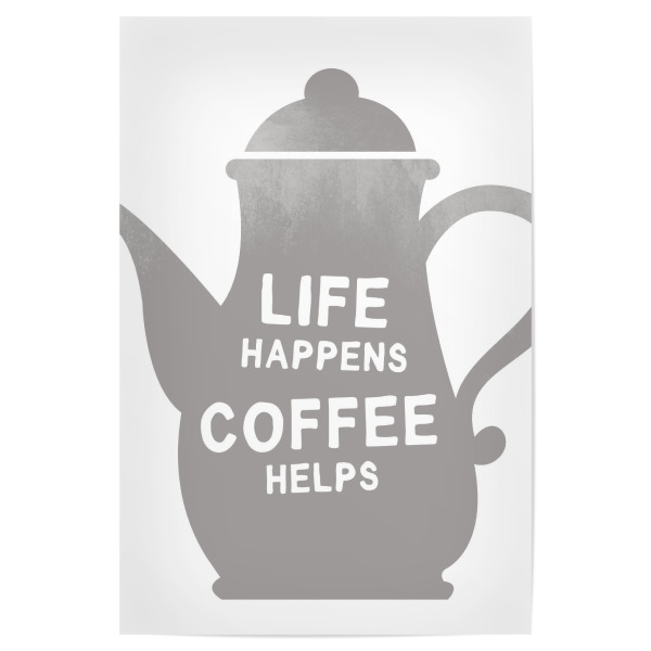 Poster "Life & Coffee I Set grau" artboxONE - Typografie,Essen & Trinken,Schwarzweiß,Für Mama,Lustig