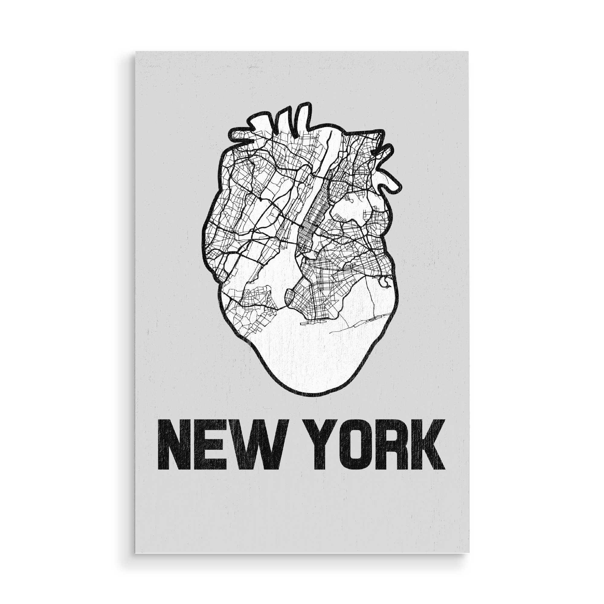Holzbild "New York Herzkarte - weiß" artboxONE - Städte / New York