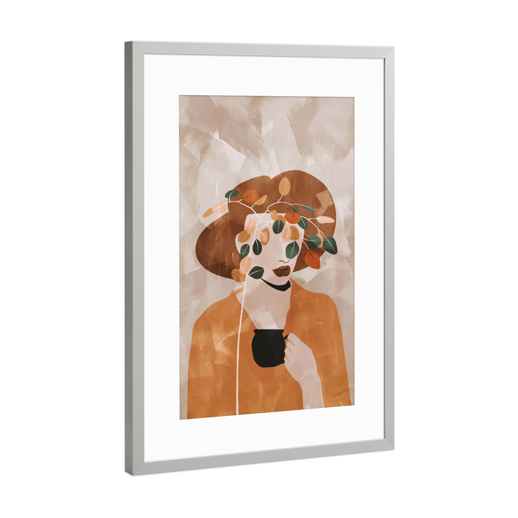 Poster mit Rahmen Silber "Kaffee-Routine" artboxONE - Floral,Abstrakt,Menschen