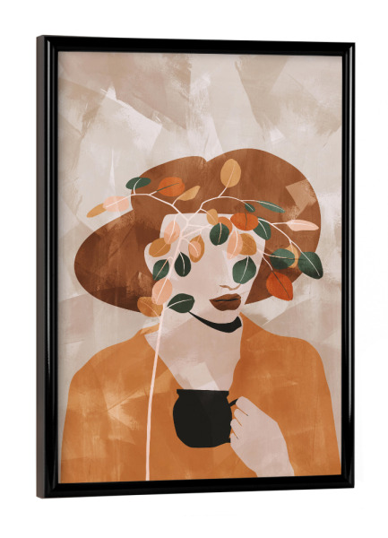 Poster mit schwarzem Rahmen "Kaffee-Routine" artboxONE - Floral,Abstrakt,Menschen