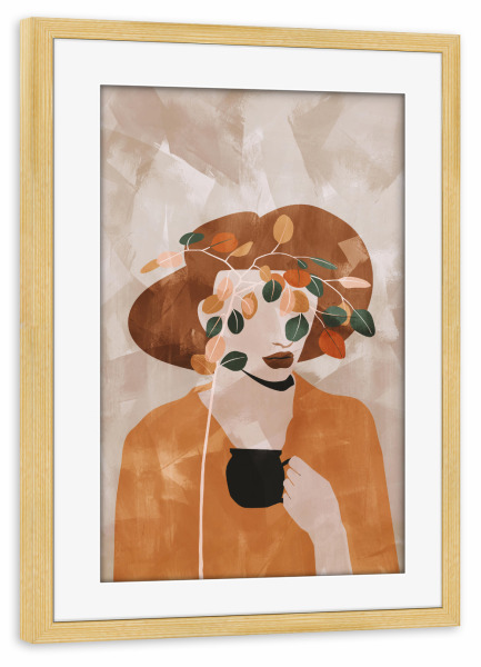 Poster mit Rahmen kiefer "Kaffee-Routine" artboxONE - Floral,Abstrakt,Menschen