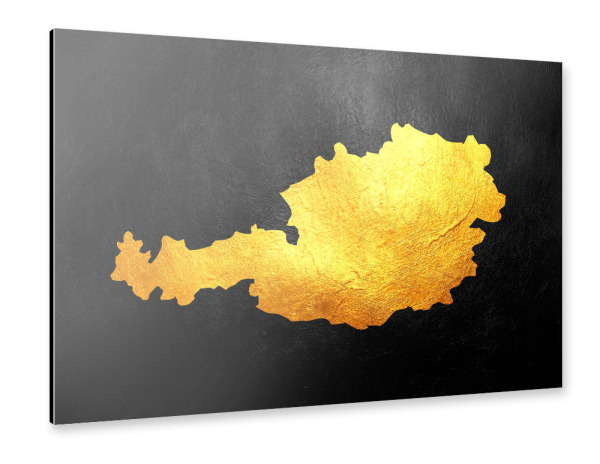 Alu-Dibond "Austria Gold Map" 30x20 cm artboxONE