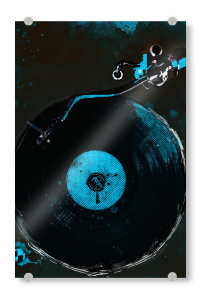 Acrylglasbild "Vinyl-Schallplatte Aquarellkunst" artboxONE - Musik - Vinyl,Schallplatte,Musik,Ton,Musiker