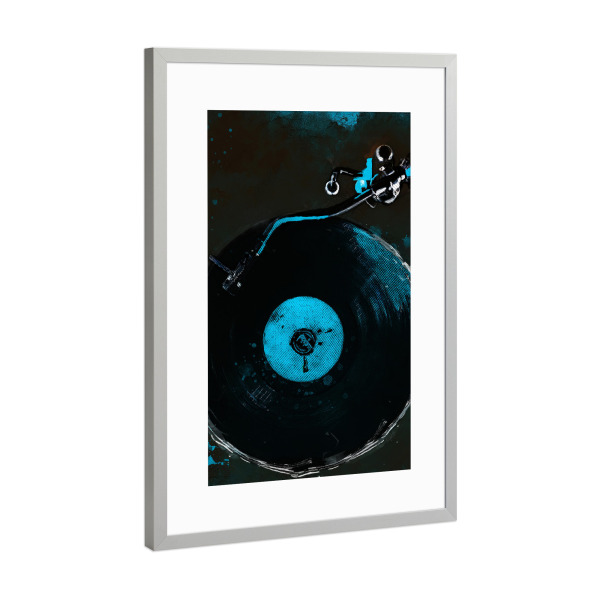 Poster mit Rahmen Silber "Vinyl-Schallplatte Aquarellkunst" artboxONE - Musik - Vinyl,Schallplatte,Musik,Ton,Musiker