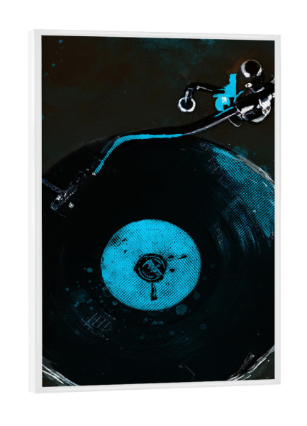 Poster mit weißem Rahmen "Vinyl-Schallplatte Aquarellkunst" artboxONE - Musik - Vinyl,Schallplatte,Musik,Ton,Musiker