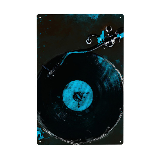 Metall Poster "Vinyl-Schallplatte Aquarellkunst" artboxONE - Musik - Vinyl,Schallplatte,Musik,Ton,Musiker - Blechschild