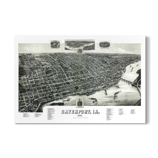 Galerie-Print "Antike Karte von Davenport - Iowa" 30x20 cm artboxONE