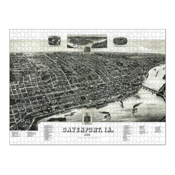 Puzzle Ravensburger "Antike Karte von Davenport - Iowa" artboxONE - Kartografie