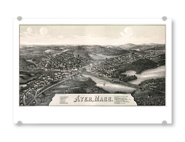 Acrylglasbild "Antike Karte von Ayer" artboxONE - Kartografie - Karte,Plan,Jahrgang,Antik,Retro,Alt,Karten,Karte der welt,Illustration,Massachusetts