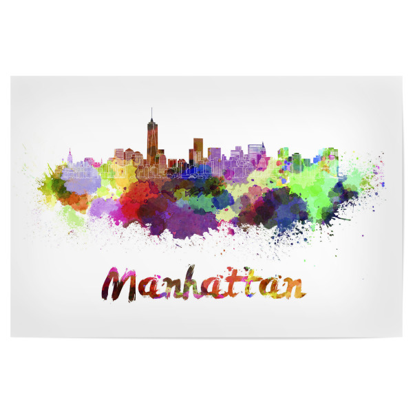 Poster "MANHATTAN Skyline in Aquarell-b" artboxONE - Städte,Abstrakt,Architektur